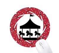 Bestchong Carousel Amusement Park Negro Silueta Wheel Mouse Pad de Goma roja Redonda