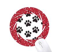 Bestchong Cat Animal Cute Paw Print Silueta Huella Wheel Mouse Pad de Goma roja Redonda