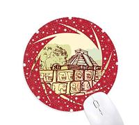 Bestchong Chichen Itza Mexico Antigua civilización Dibujo Wheel Mouse Pad de Goma roja Redonda