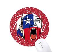 Bestchong Chile Flag Maquillaje Facial Mask Gritando Cap Wheel Mouse Pad de Goma roja Redonda