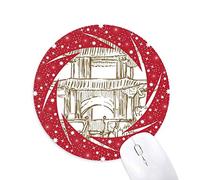 Bestchong China Dibujo Paisaje Pais Ciudad Madera Landmark ilustración Patron Wheel Mouse Pad de Goma roja Redonda