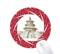 Bestchong China Templo del Cielo Landmark Sketch Wheel Mouse Pad de Goma roja Redonda