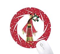 Bestchong Chinese Shadow Play Imagen Femenina Wheel Mouse Pad de Goma roja Redonda