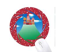 Bestchong Chino Frances Mountain Cloud Castillo Wheel Mouse Pad de Goma roja Redonda