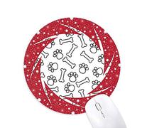 Bestchong Dibujo de Linea Proteger Huesos Paw Prints Animal Perro Mascota Amante Wheel Mouse Pad de Goma roja Redonda