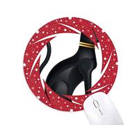 Bestchong El Antiguo Egipto Abstract Black Cat Patron Wheel Mouse Pad de Goma roja Redonda