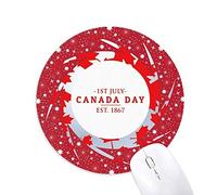 Bestchong El día de Canadá 4 de Julio EST 1867 Maple Leaf Wheel Mouse Pad de Goma roja Redonda