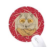 Bestchong Estilo británico Animal Suave Wolf con Vidrio y Bufanda Animal ilustración Patron Wheel Mouse Pad de Goma roja Redonda