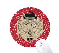 Bestchong Estilo británico Suave Wolf con Sombrero Pajarita de Cristal Patron Animal ilustración Wheel Mouse Pad de Goma roja Redonda