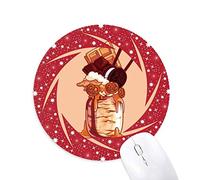 Bestchong Frasco de Galletas de Chocolate Ice Cream Wheel Mouse Pad de Goma roja Redonda