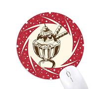 Bestchong Galletas de Chocolate de Taza de Helado de Cereza Wheel Mouse Pad de Goma roja Redonda