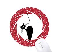 Bestchong Gato Negro de Halloween Arte Animal Silueta Wheel Mouse Pad de Goma roja Redonda