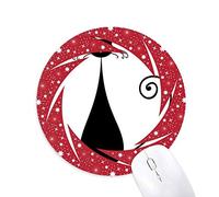 Bestchong Gato Negro siéntate Halloween Animal Art Silueta Wheel Mouse Pad de Goma roja Redonda