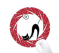 Bestchong Gato Negro Stretch Halloween Animal Art Silueta Wheel Mouse Pad de Goma roja Redonda