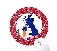 Bestchong Gran Bretaña Mapa Mapa del Pais Reino Unido Bandera Union Jack Wheel Mouse Pad de Goma roja Redonda
