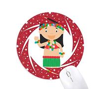 Bestchong Hermosa Chica Hawaii Cartoon Wheel Mouse Pad de Goma roja Redonda