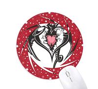 Bestchong La Armadura Rota Amor Corazon enormes alas Wheel Mouse Pad de Goma roja Redonda