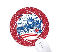 Bestchong La Estatua de la Libertad con pabellón América Azul Wheel Mouse Pad de Goma roja Redonda