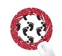 Bestchong La Huella Negra Simple Silueta Proteger Animales Wheel Mouse Pad de Goma roja Redonda