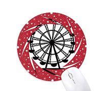 Bestchong La Silueta Negra de Ferris Wheel Amusement Park Wheel Mouse Pad de Goma roja Redonda