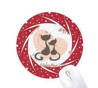 Bestchong Los Gatos Negros Feliz día de San Valentín Wheel Mouse Pad de Goma roja Redonda