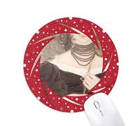 Bestchong Máscara Negra Belleza la Pintura China Wheel Mouse Pad de Goma roja Redonda