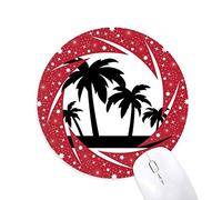 Bestchong Planta Negra Silueta de árbol de Coco Wheel Mouse Pad de Goma roja Redonda
