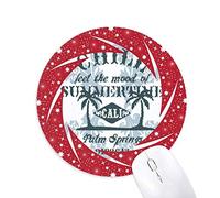 Bestchong Playa Coco árbol patrón de Texto Wheel Mouse Pad de Goma roja Redonda