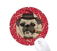 Bestchong Tipo Fresco Estilo británico un Humo Suave Perro con Sombrero y un Cigarrillo Animal ilustración Patron Wheel Mouse Pad de Goma roja Redonda