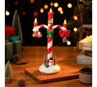 Bestcool - Velas LED sin llama de Navidad con candelabro, lámparas de vela sin llama, funcionan con pilas, bonitos candelabros de muñeco de nieve con 3 velas cónicas parpadeantes para decoración de