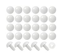 BESTCYC 1 caja (50 piezas) de ojos de seguridad de plástico blanco de 14 mm, diseño roscado, ojos de manualidades con arandelas para animales de peluche amigurumi, muñecas, ganchillo, fieltro de aguja