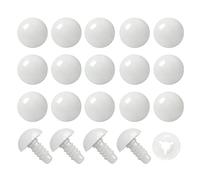 BESTCYC 1 caja (50 unidades) de ojos de seguridad de plástico blanco de 20 mm, con arandelas para animales de peluche amigurumi, muñecas, ganchillo, fieltro de aguja y otros proyectos hechos a mano