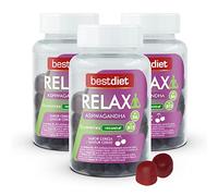 BestDiet - Gummies Relax Ashwagandha - Complemento alimenticio Vegano - formato caramelos de goma - para relajación - con Extracto Seco De Raíz De Ashwagandha Y Vitaminas - Pack 3 botes de 150gr