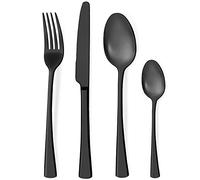 Bestdin Juego de cubiertos 24 piezas, set de cubiertos negro mate para 6 personas, cubiertos de acero inoxidable, juego de cuchillo, tenedor, cuchara, apto para lavavajillas