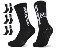 BESTE FOOTBALL SOCKS 3 Pares Calcetines Antideslizantes de Fútbol para Hombre, Mujer y Niño, EU 35-39 39-46 Calcetines Grip Fútbol para Yoga, Tenis (FR/ES, Números, 39, 46, Regular, Regular, Negro)