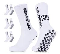 BESTE FOOTBALL SOCKS 3 Pares Calcetines Antideslizantes de Fútbol para Hombre, Mujer y Niño, EU 39-42 43-46 Calcetines Grip Fútbol para Yoga, Tenis (FR/ES, Números, 39, 42, Regular, Regular, Blanco)