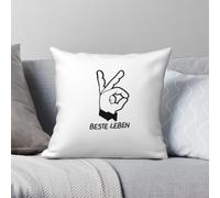 Beste Leben Bonez Mc Mit Schrift - Funda de almohada decorativa de poliéster y lino, terciopelo, para habitación, 45 x 45 pulgadas