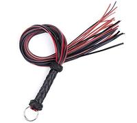 Beste Queen/King - Fusta de piel de napa, juguete trenzado con nudo negro y rojo, para accesorios de disfraz