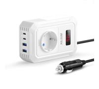 BESTEK Inversor 12v 220v Onda Pura 200W,Transformador 12V a 220V Convertidor Onda con 2 AC Tomas Y 2 USB-C (65 W y 30 W) 2 USB-QC (18 W) sinusoidal con Protección para Barco,Caravana,Coche（Blanco）