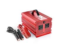 BESTEK Inversor 12v a 220v 2000w Onda Sinusoidal Modificada Transformador de 12V a 220V Pico Potencia 4600w con 2 Enchufes Universal con 4 Pinzas de Cocodrilo para Conexión a la Batería