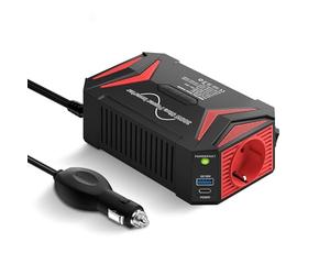 BESTEK Inversor 12v a 220v Onda Pura 300W Conversor para Coche Onda Sinusoidal Transformador con 2 Puerto de Carga Rápida（PD30W&QC18W）y 1 Toma de AC, Adaptador de Mechero Coche para Portátil, Movíl