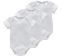 Bestele Bebé Bodies, Short-Sleeve Bodysuit para Niños Niñas,Bebé Corta Body Mameluco Manga Corta Ropa de Verano Primavera Otoño Algodón Pelele (3 * Blanco liso, 3-6 Meses)