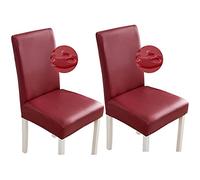 Bestenrose Fundas para silla, 2 o 1 de piel sintética, impermeables, elásticas, para comedor, fundas universales para sillas, hogar, oficina, restaurante (2 unidades, color burdeos)