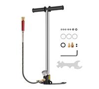 BestEquip Bomba de Aire 4.500 PSI, Inflador de Aire de Bomba con Manómetro de Alta Presión, Inflador de Bomba de Mano de Tres Etapas, Bomba de Aire de Acero Inoxidable de Bicicletas de Pie y Carretera