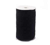 Bestewelry 100 yardas de cordón elástico negro de 12 mm, banda elástica trenzada de punto pesado elástico con carrete para ropa, costura y manualidades