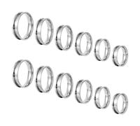 Bestewelry 12 anillos ranurados de acero inoxidable 201 de 6 mm de grosor, 6 tamaños, núcleo de anillo pulido en blanco para incrustaciones, joyería, anillo de dedo ranurado, diámetro interior de 17 ~