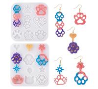 Bestewelry 2 moldes de resina de silicona con diseño de huellas de patas de gato y perro, impresión 3D, llavero de resina UV, moldes de silicona para fabricación de joyas para manualidades epoxi,