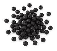 Bestewelry 200 cuentas de madera con agujero grande de 12 x 11 mm, cuentas espaciadoras de madera redondas naturales para manualidades, manualidades, joyería, agujero: 4 mm (negro)