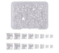 Bestewelry 265 cabujones de circonita cúbica transparente grado A, cabujones de piedra suelta facetados cuadrados para decoración de joyería