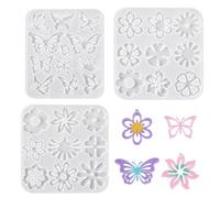 Bestewelry 3 moldes de resina epoxi para hacer flores 3D UV, diseño de mariposa, insectos, moldes de resina epoxi, moldes de fundición de silicona floral para hacer manualidades